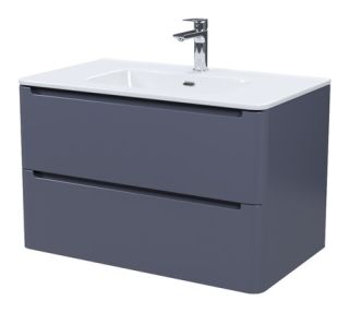 Подвесная тумба с раковиной IDDIS Edifice EDI80D0i95K 80см тёмно-серый